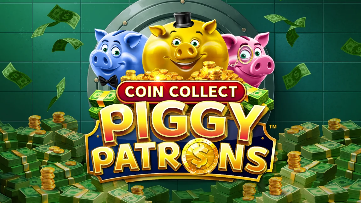 The promotional header for Coin Collect: Piggy Patrons™, an online slot game on Betty.ca.