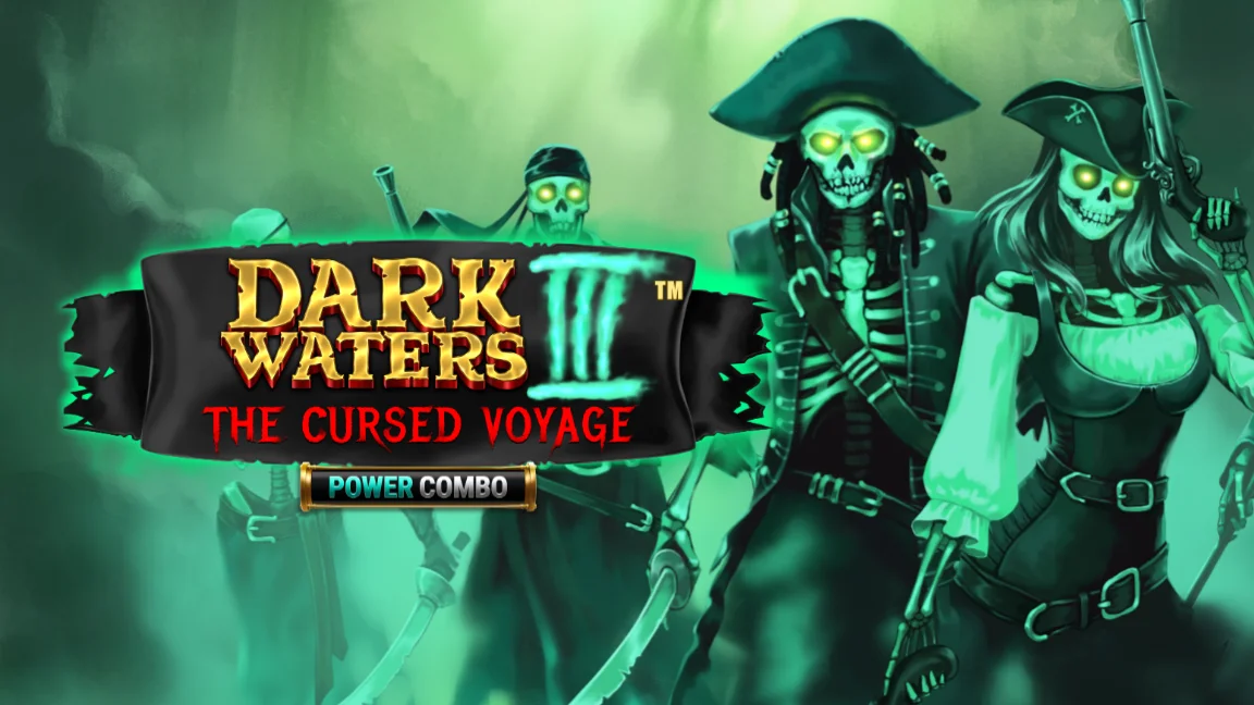 The promotional header for Dark Waters III Power Combo The Cursed Voyage™, an online slot game on Betty.ca.