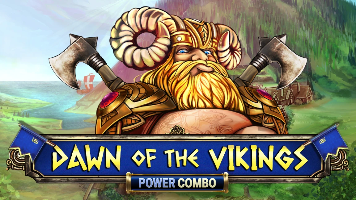 The promotional header for Dawn of the Vikings POWER COMBO, an online slot game on Betty.ca.
