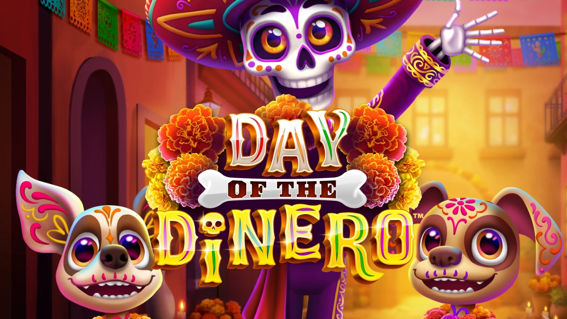 The promotional header for Day Of The Dinero™, an online slot game on Betty.ca.