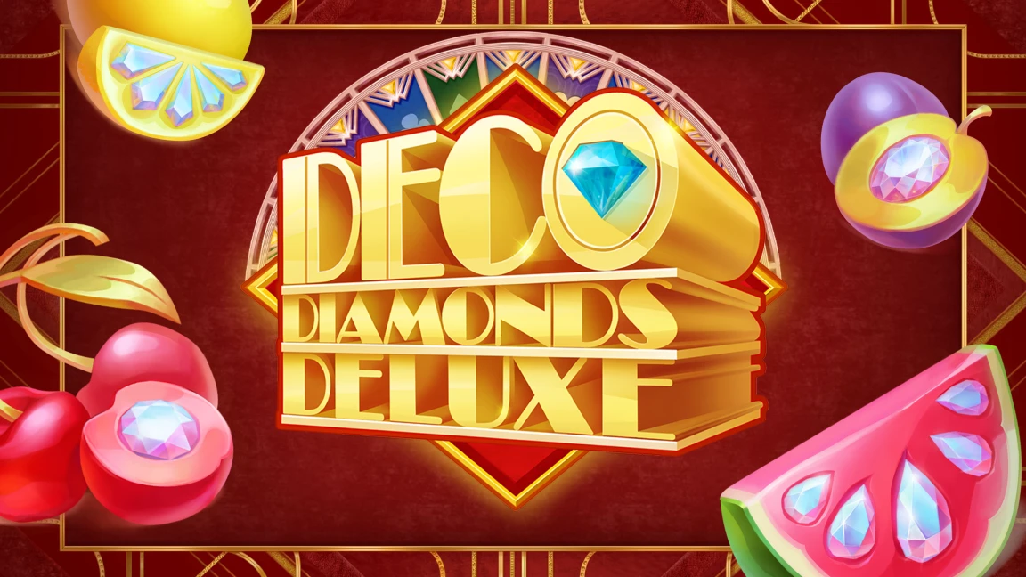 The promotional header for Deco Diamonds Deluxe, an online slot game on Betty.ca.