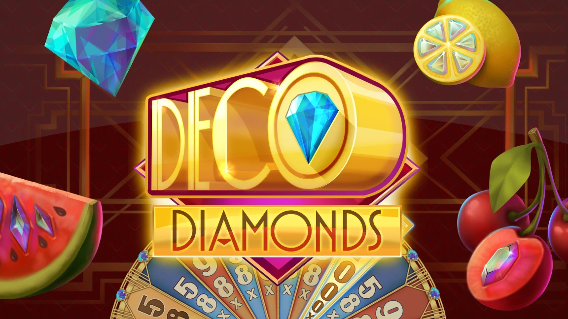 The promotional header for Deco Diamonds, an online slot game on Betty.ca.