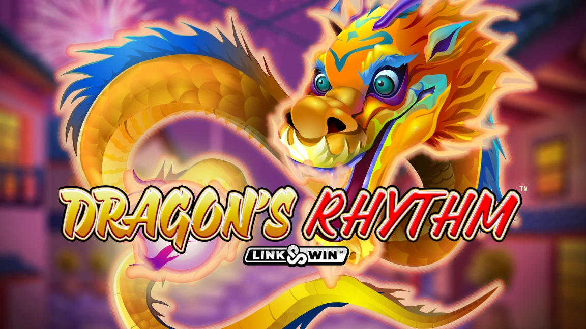 The promotional header for Dragon's Rhythm™ Link&Win™, an online slot game on Betty.ca.