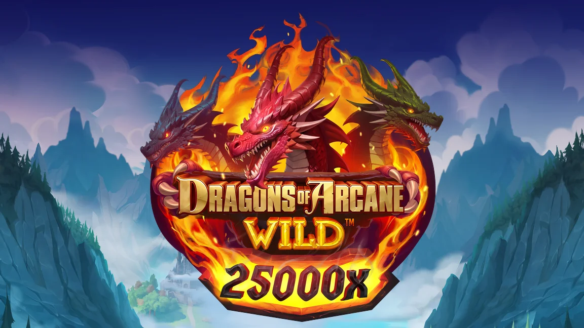 The promotional header for Dragons of Arcane Wild ™, an online slot game on Betty.ca.