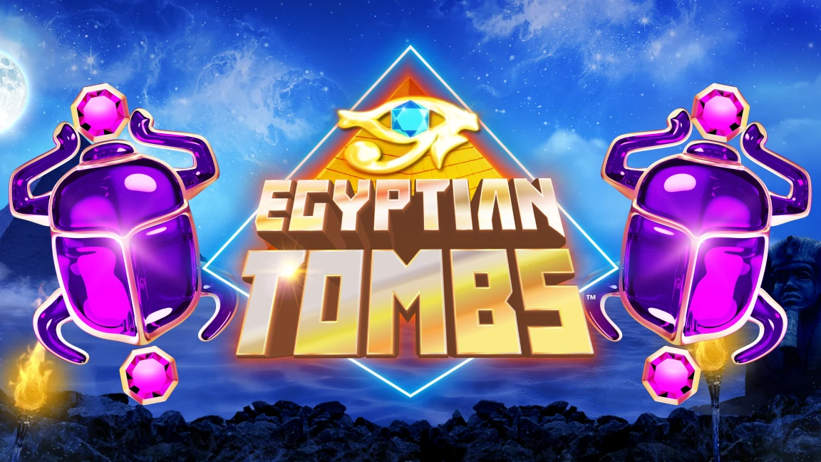 The promotional header for Egyptian Tombs, an online slot game on Betty.ca.