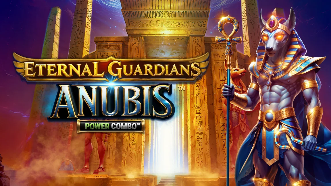 The promotional header for Eternal Guardians: Anubis™ POWER COMBO™, an online slot game on Betty.ca.