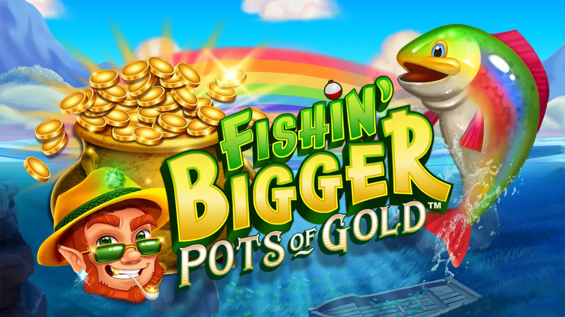 The promotional header for Fishin' BIGGER Pots Of Gold™, an online slot game on Betty.ca.