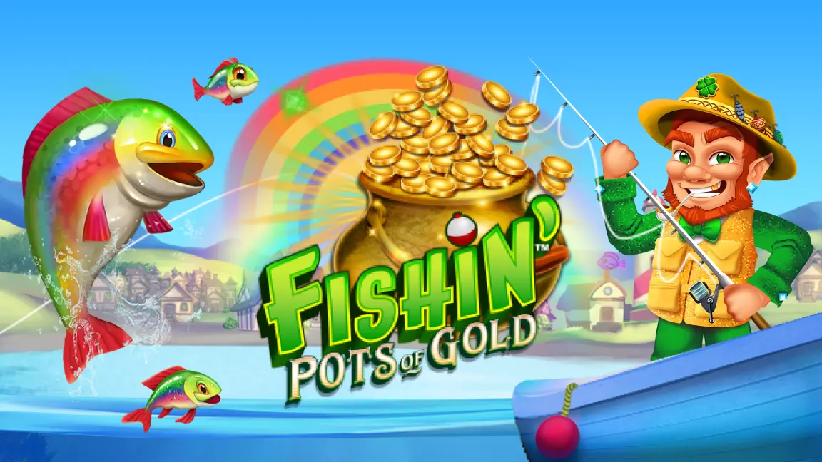 The promotional header for Fishin' Pots Of Gold, an online slot game on Betty.ca.
