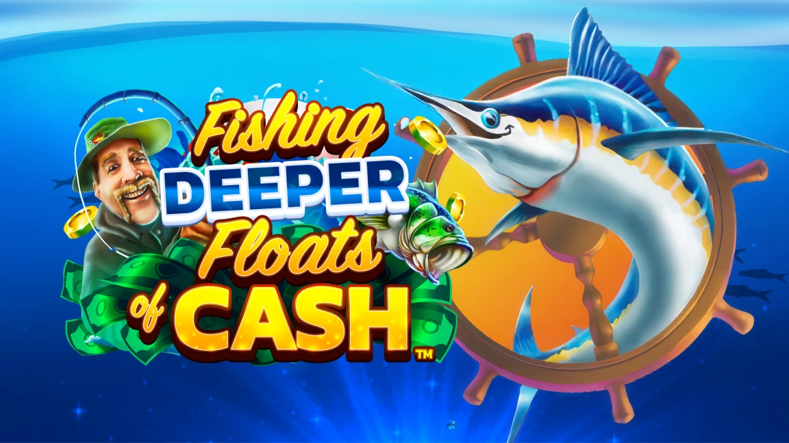 The promotional header for Fishing Deeper Floats of Cash, an online slot game on Betty.ca.