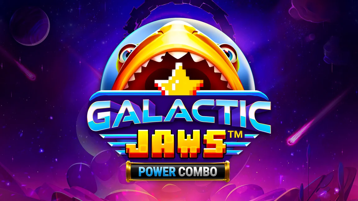 The promotional header for Galactic Jaws™ Power Combo, an online slot game on Betty.ca.