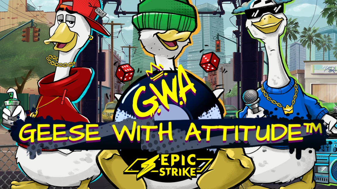 The promotional header for Geese with Attitude™, an online slot game on Betty.ca.