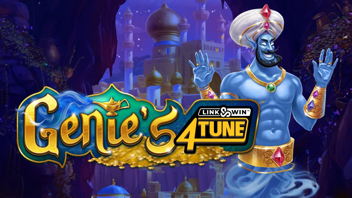 The promotional header for Genie's Link&Win 4Tune™, an online slot game on Betty.ca.