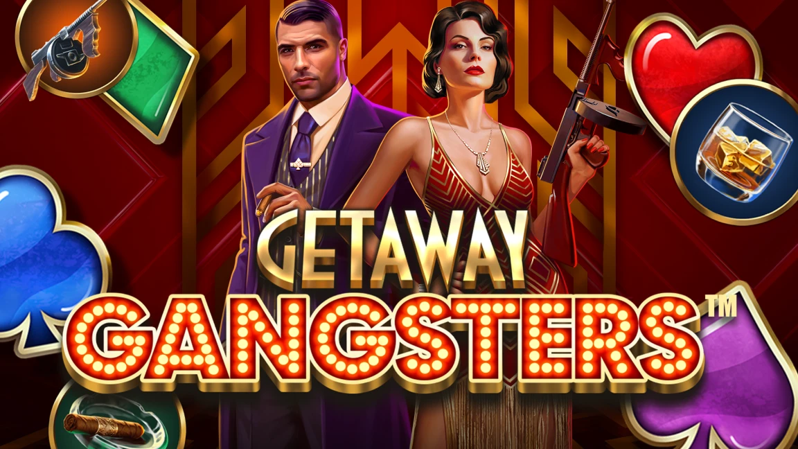 The promotional header for Getaway Gangsters™, an online slot game on Betty.ca.