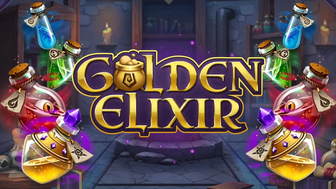 The promotional header for Golden Elixir, an online slot game on Betty.ca.