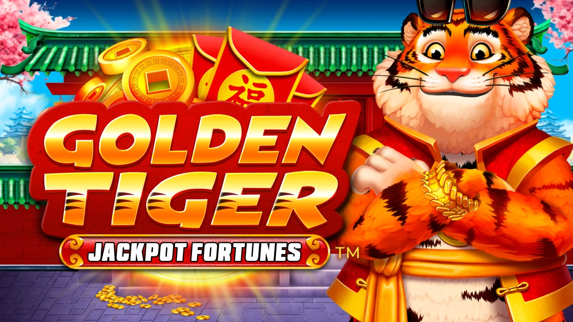 The promotional header for Golden Tiger: Jackpot Fortunes™, an online slot game on Betty.ca.