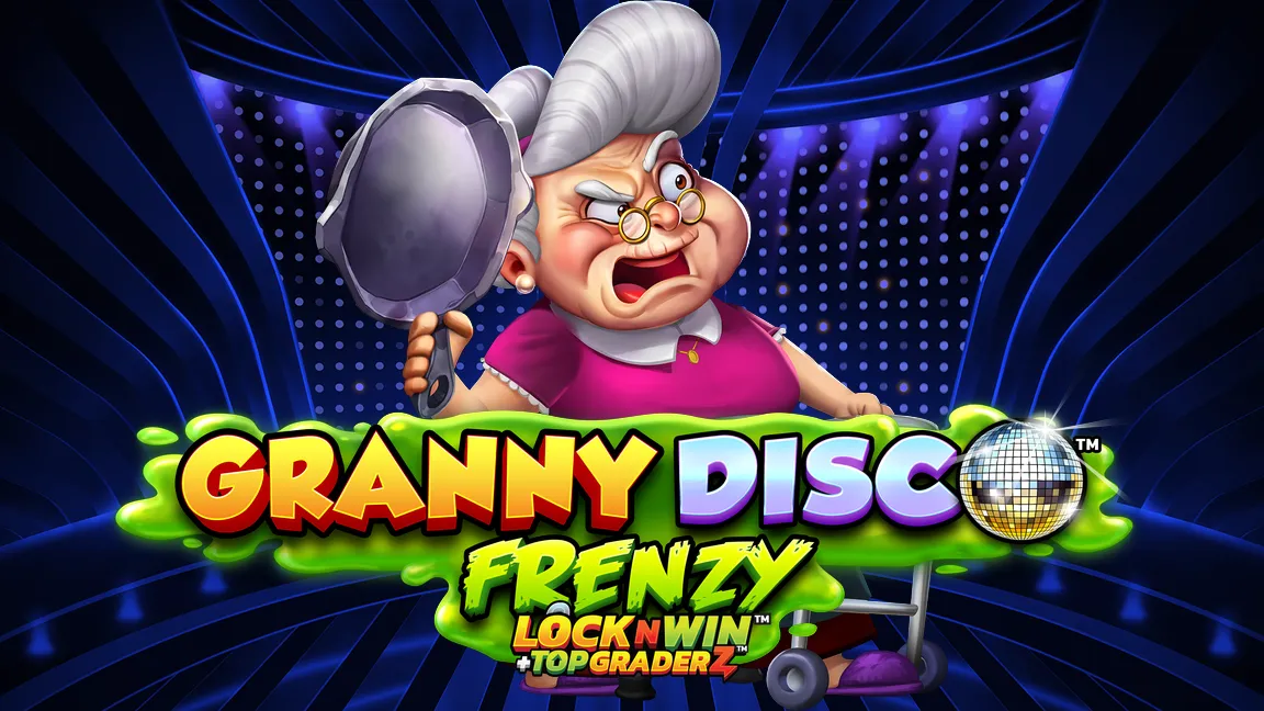 The promotional header for Granny Disco Frenzy™, an online slot game on Betty.ca.