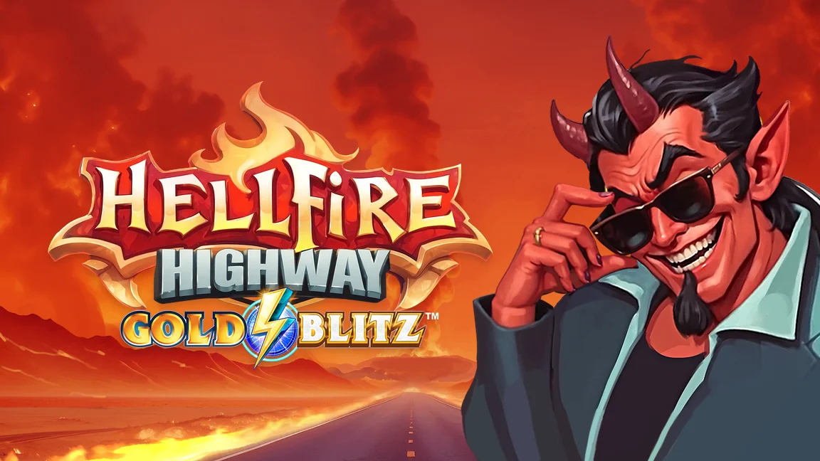 The promotional header for Hellfire Highway Gold Blitz™, an online slot game on Betty.ca.