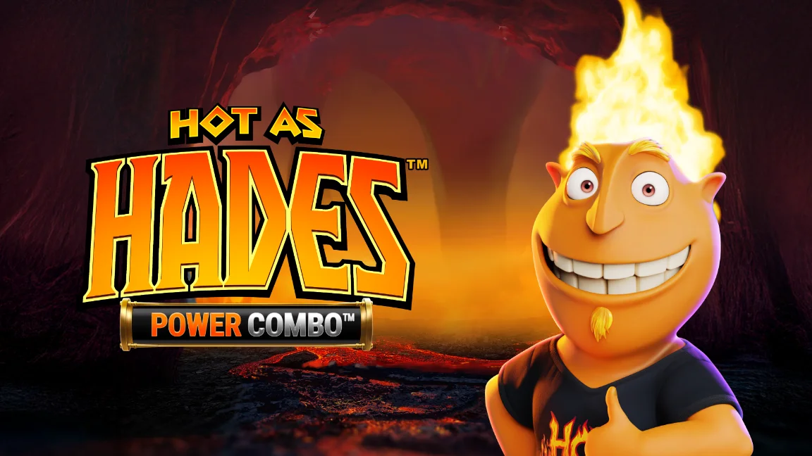 The promotional header for Hot&nbsp;As&nbsp;Hades&nbsp;Power Combo™, an online slot game on Betty.ca.