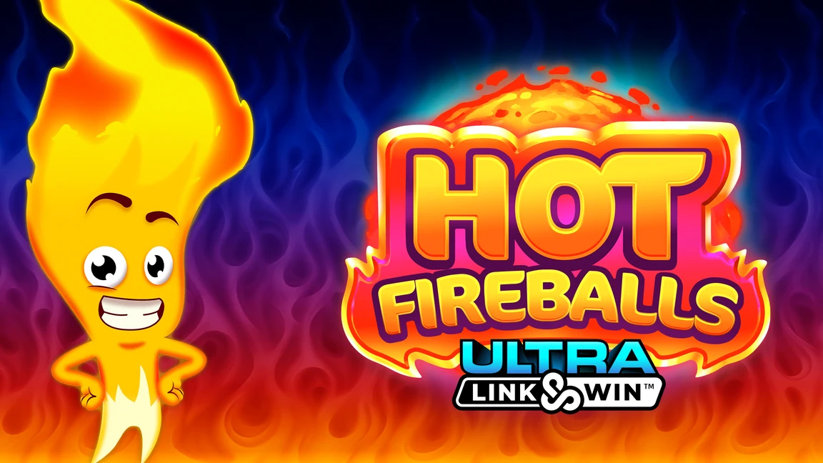 The promotional header for Hot Fireballs Link&Win, an online slot game on Betty.ca.
