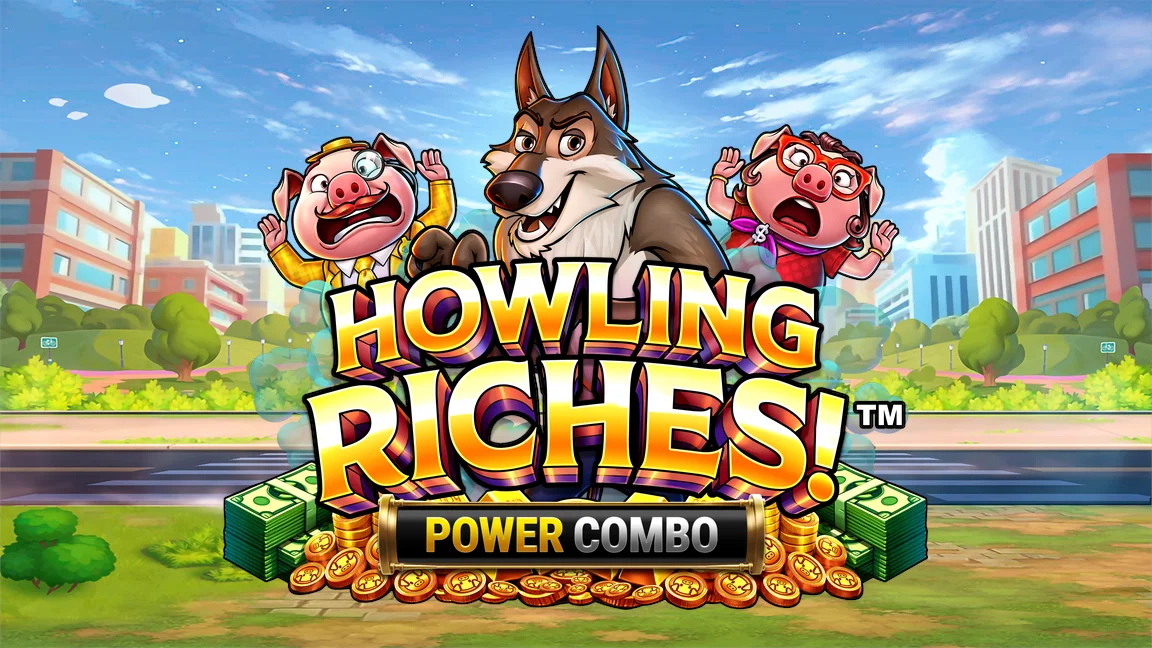 The promotional header for Howling Riches™ Power Combo, an online slot game on Betty.ca.