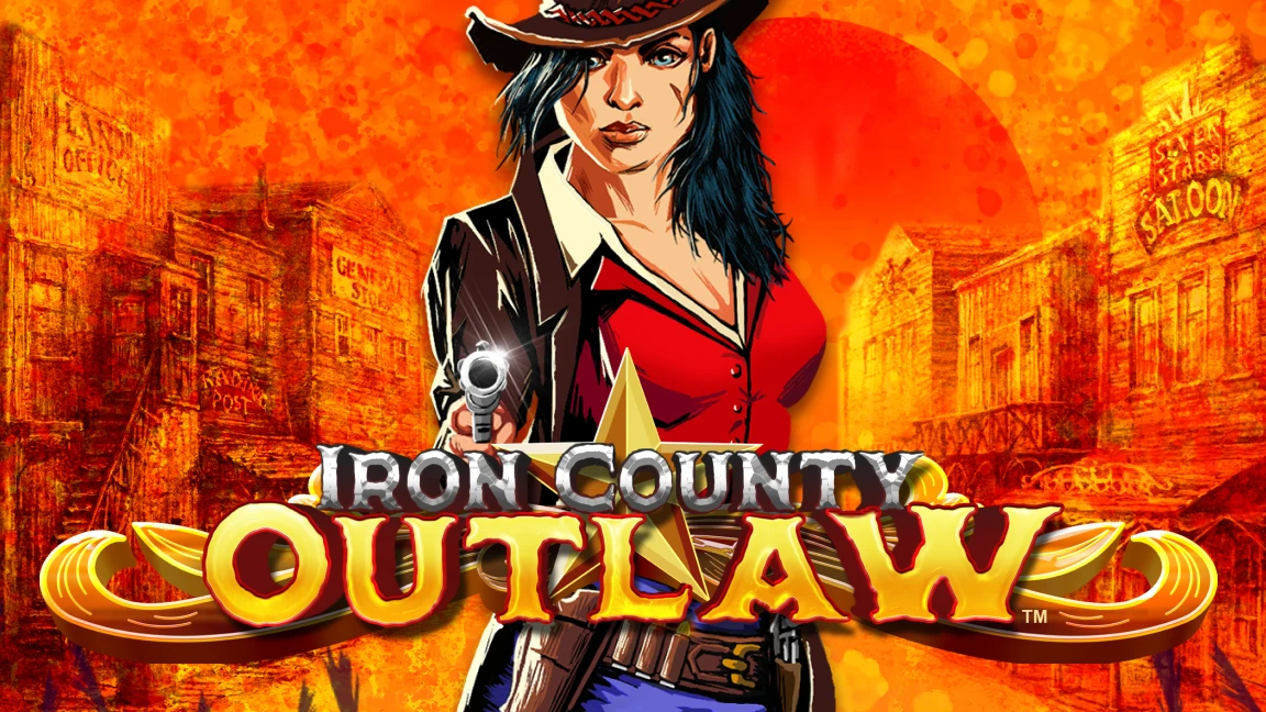 The promotional header for Iron County Outlaw™, an online slot game on Betty.ca.