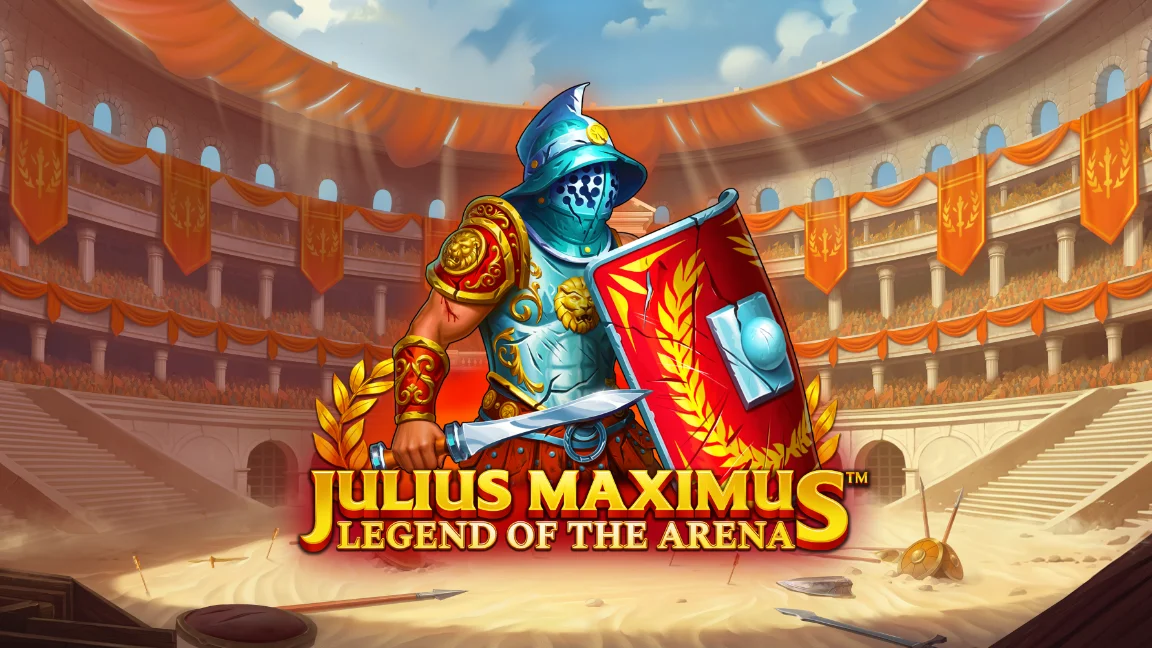 The promotional header for Julius Maximus: Legend of the Arena™, an online slot game on Betty.ca.