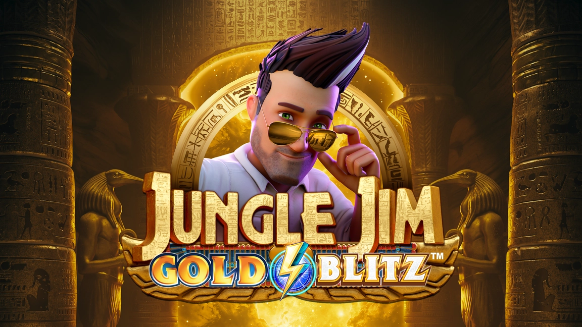 The promotional header for Jungle Jim Gold Blitz™, an online slot game on Betty.ca.