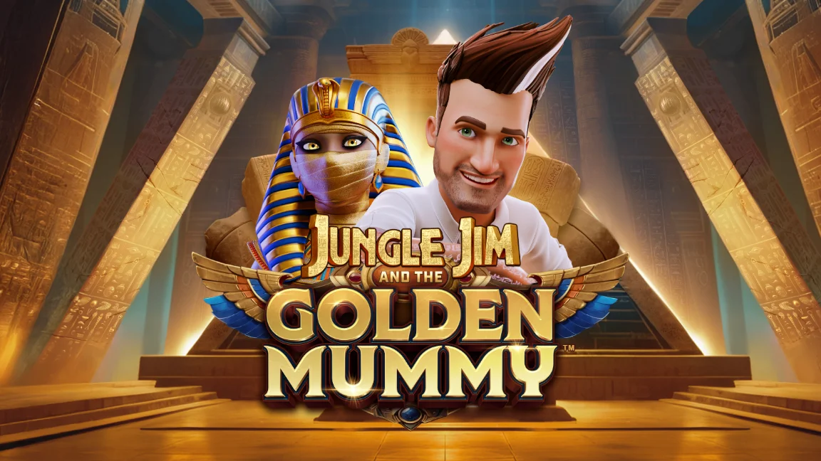The promotional header for Jungle Jim and the Golden Mummy™, an online slot game on Betty.ca.