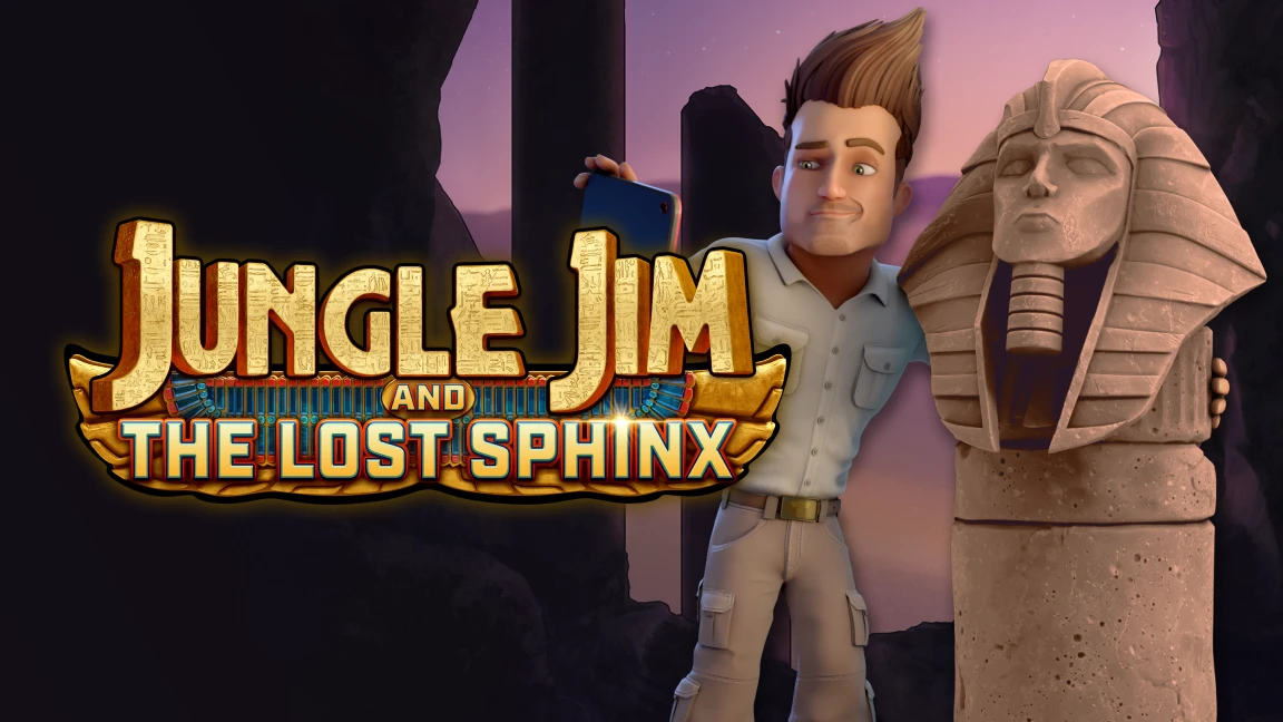 The promotional header for Jungle Jim and the Lost Sphinx, an online slot game on Betty.ca.