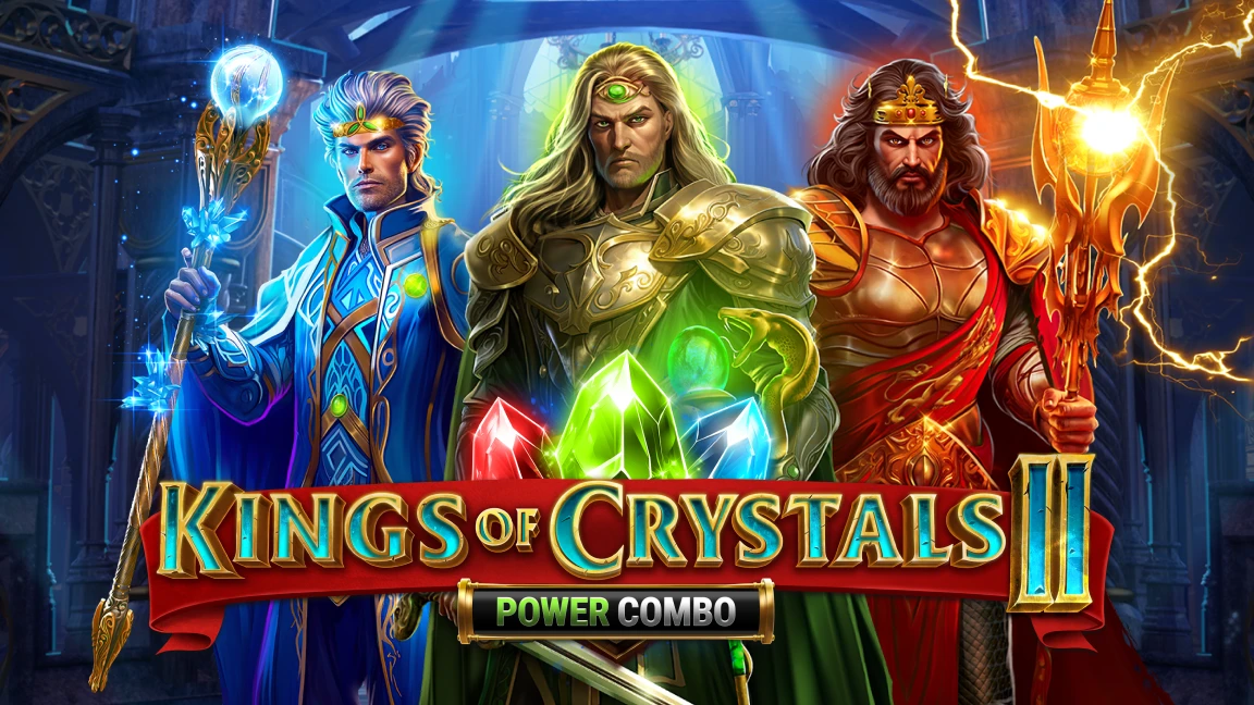 The promotional header for Kings of Crystals II: POWER COMBO™, an online slot game on Betty.ca.