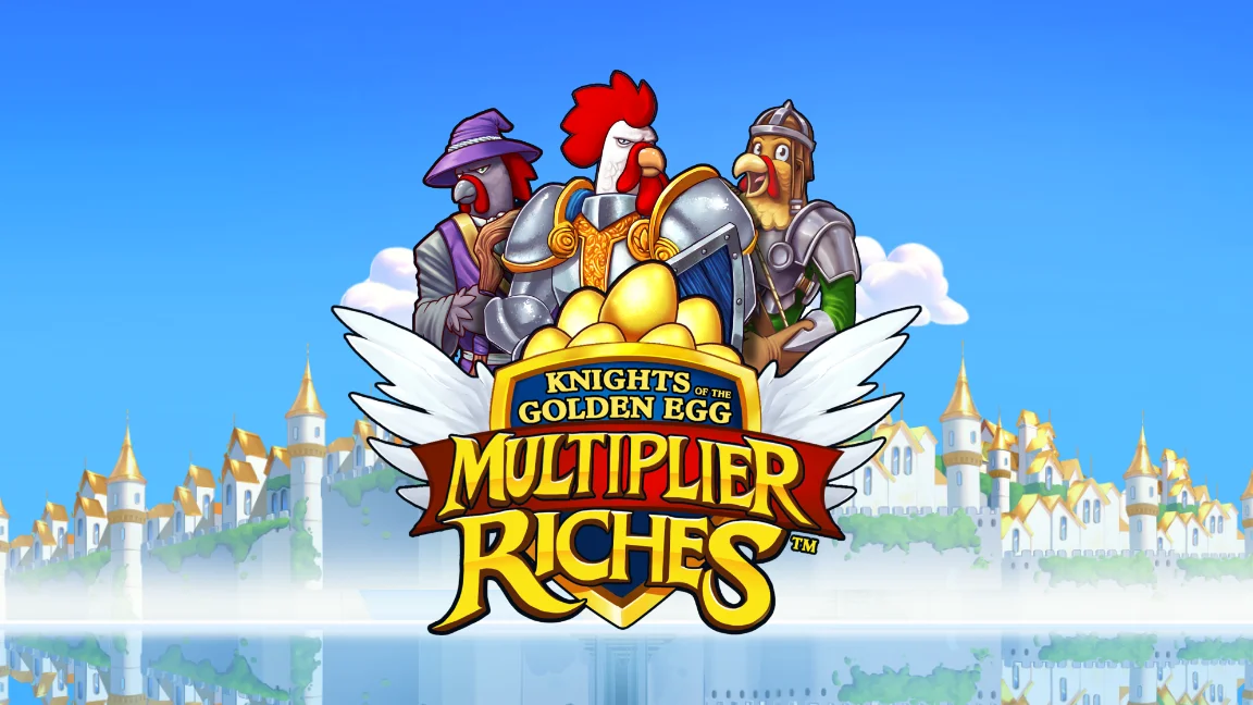 The promotional header for Knights of the Golden Egg Multiplier Riches, an online slot game on Betty.ca.