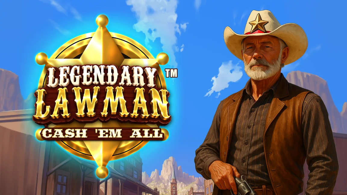 The promotional header for Legendary Lawman Cash 'Em All™, an online slot game on Betty.ca.