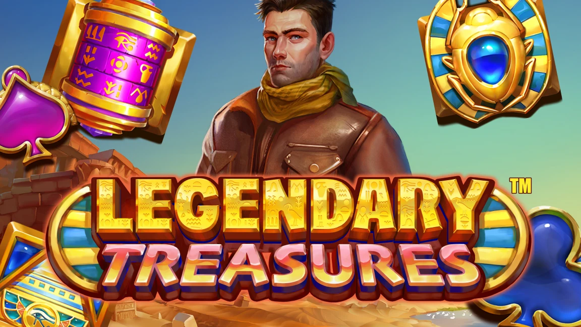 The promotional header for Legendary Treasures™, an online slot game on Betty.ca.