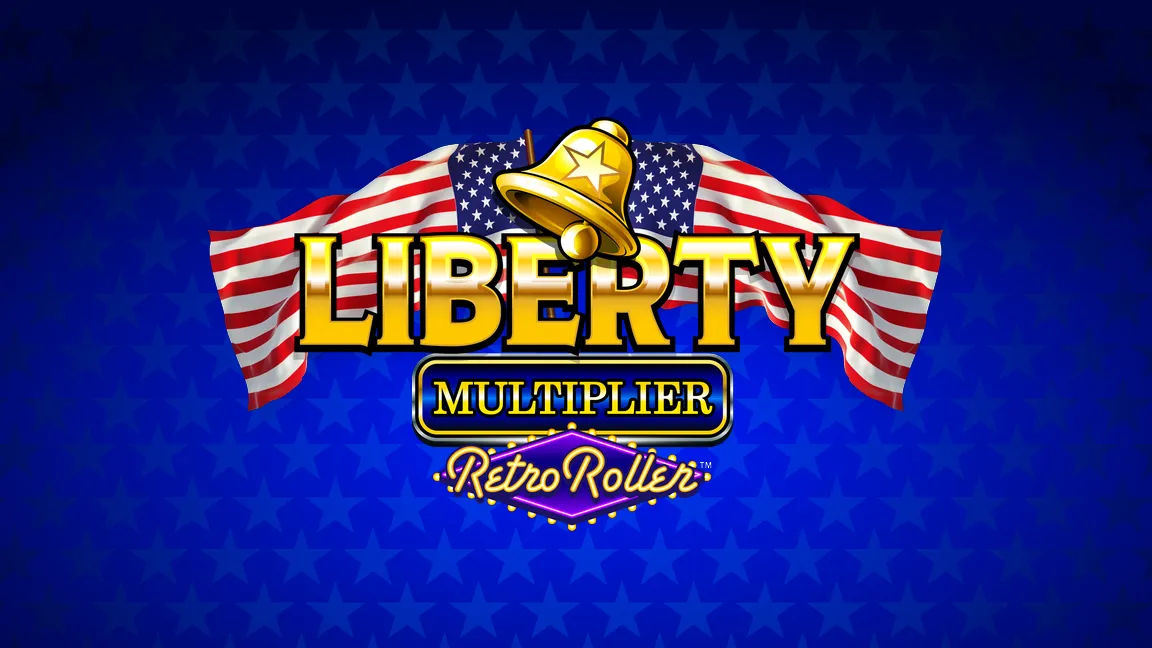 The promotional header for Liberty Multiplier Retro Roller™, an online slot game on Betty.ca.