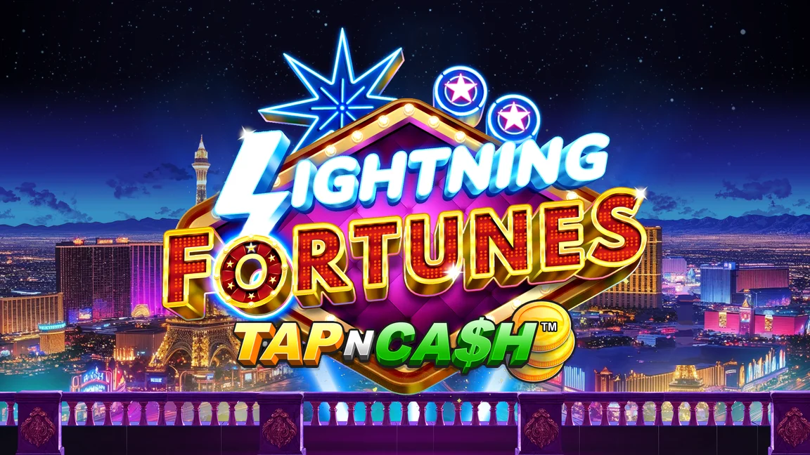 The promotional header for Lightning Fortunes - Tap n Cash™, an online slot game on Betty.ca.