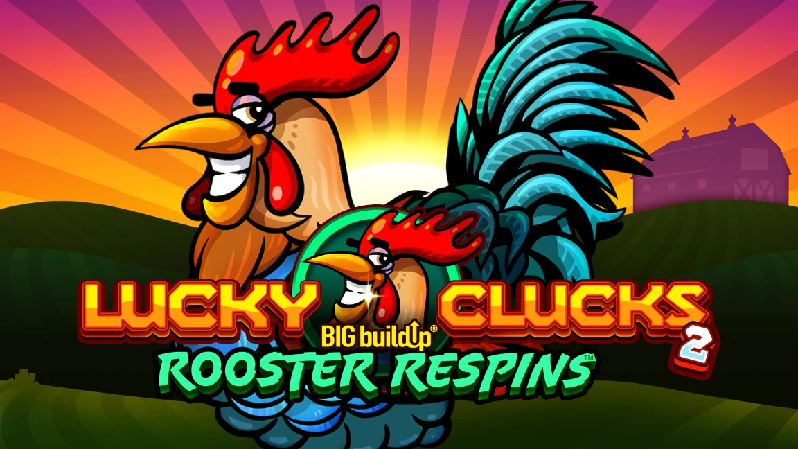 The promotional header for Lucky Clucks 2: Rooster Respins™, an online slot game on Betty.ca.