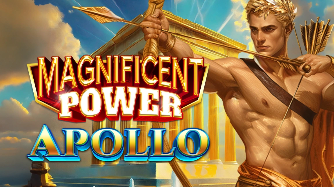 The promotional header for Magnificent Power Apollo, an online slot game on Betty.ca.