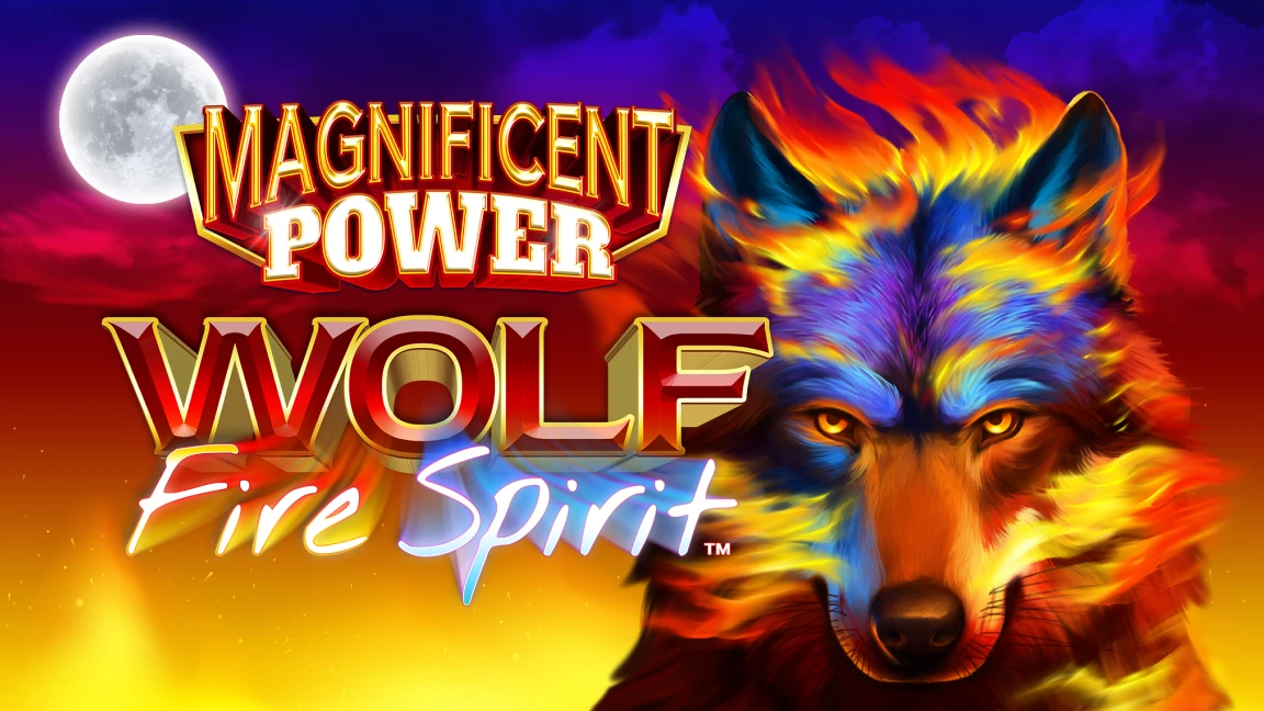 The promotional header for Magnificent Power Wolf Fire Spirit, an online slot game on Betty.ca.