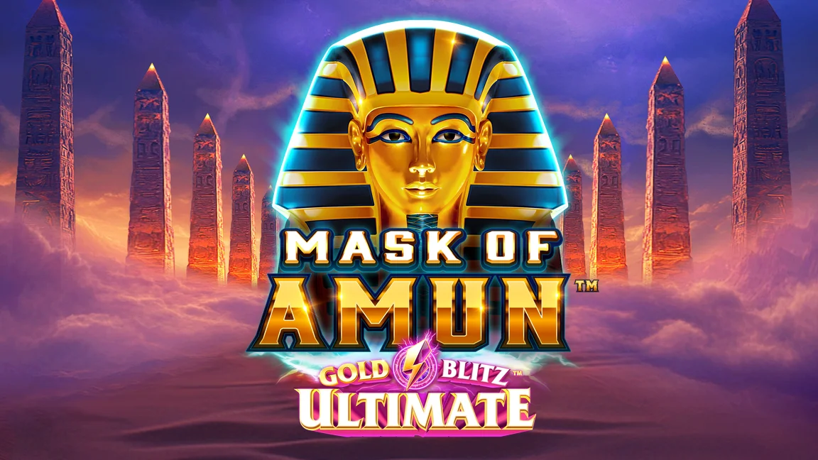 The promotional header for Mask Of Amun™ Gold Blitz™ Ultimate™, an online slot game on Betty.ca.