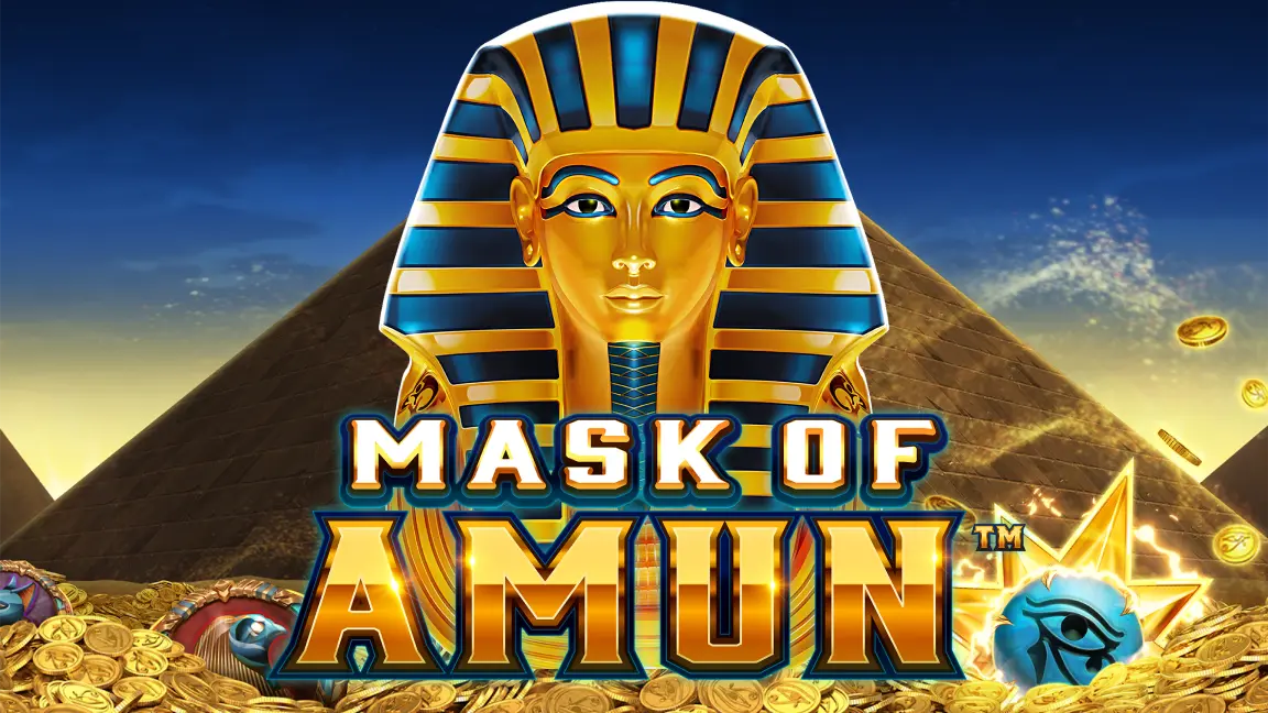 The promotional header for Mask of Amun™, an online slot game on Betty.ca.