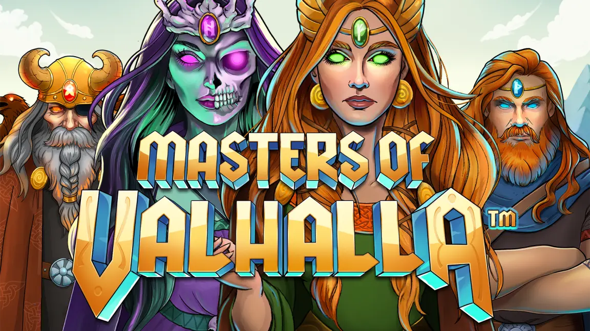 The promotional header for Masters Of Valhalla, an online slot game on Betty.ca.