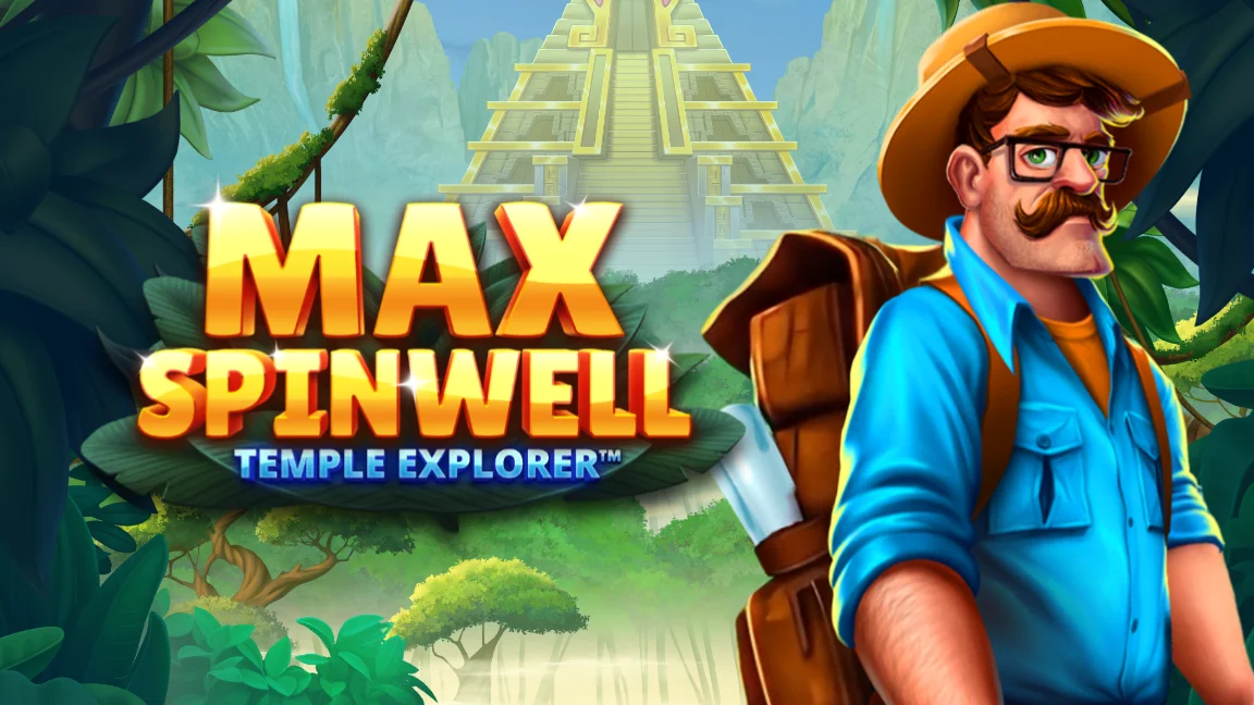 The promotional header for Max Spinwell: Temple Explorer™, an online slot game on Betty.ca.