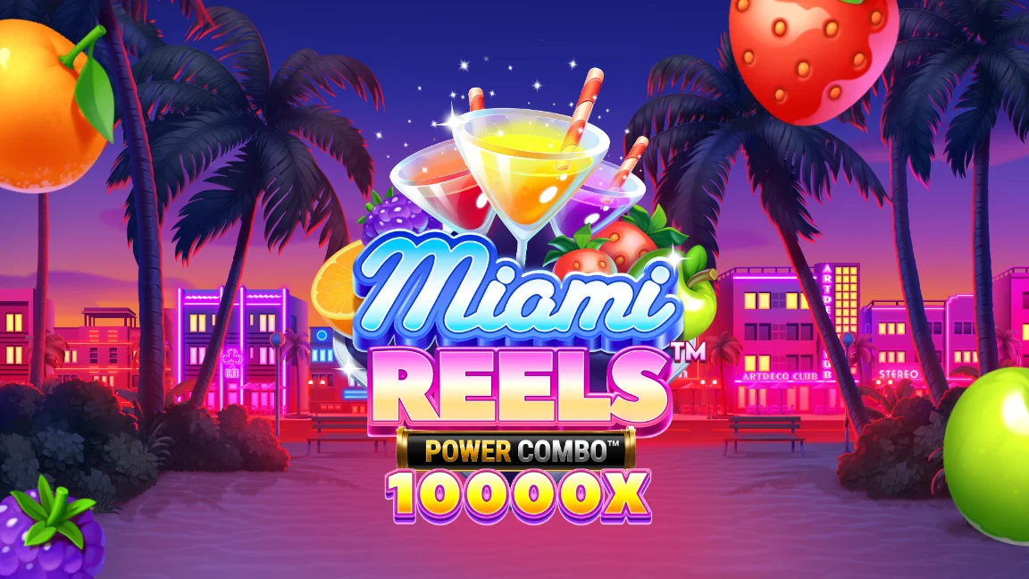 The promotional header for Miami Reels™ Power Combo™, an online slot game on Betty.ca.