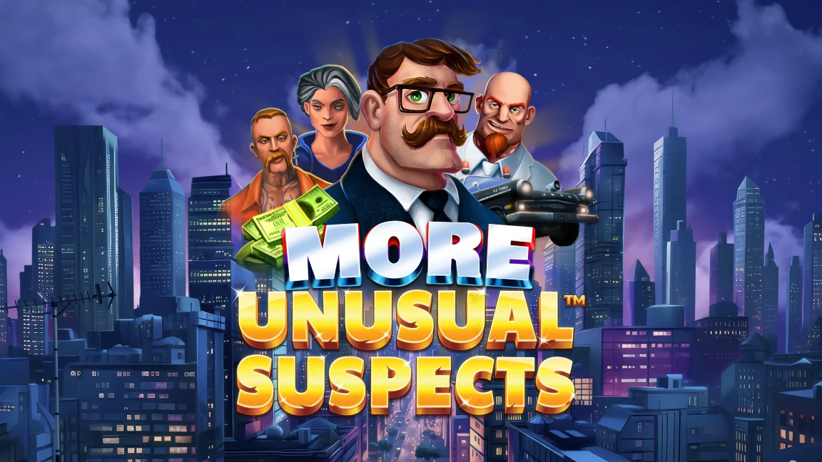 The promotional header for More Unusual Suspects™, an online slot game on Betty.ca.