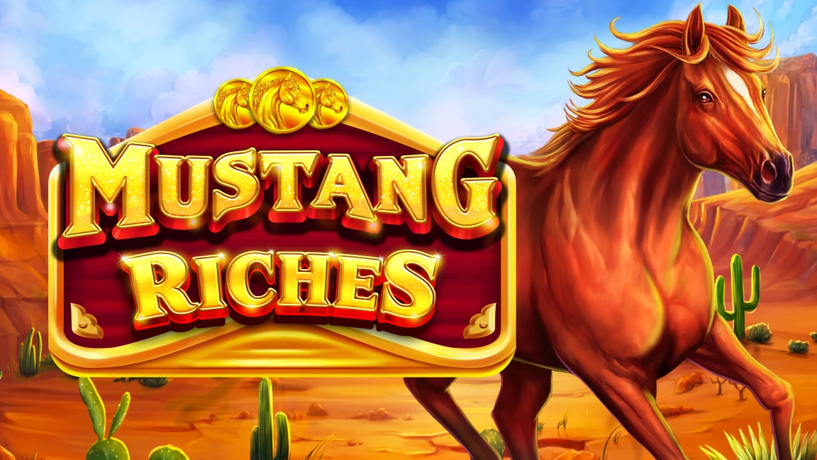 The promotional header for Mustang Riches, an online slot game on Betty.ca.