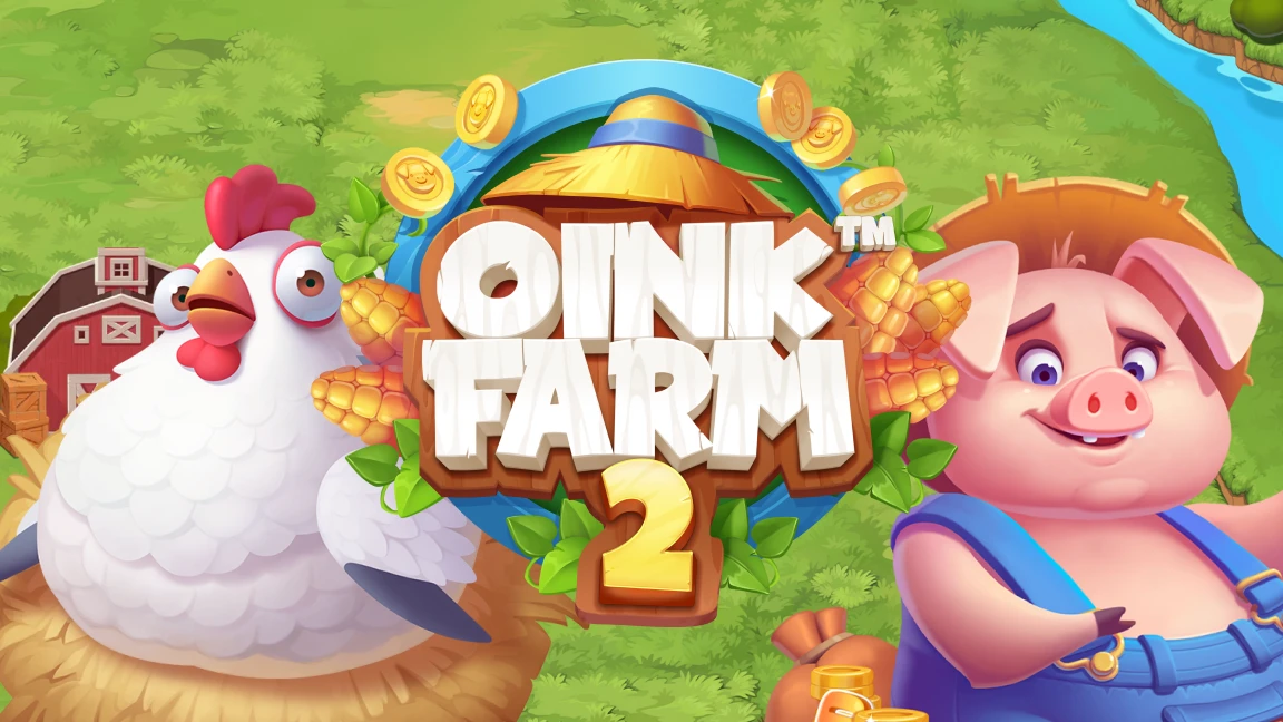 The promotional header for Oink Farm 2™, an online slot game on Betty.ca.