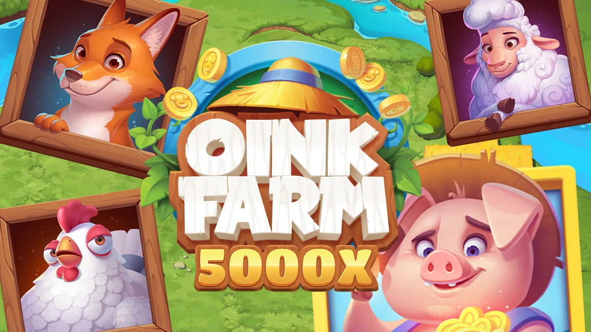 The promotional header for Oink Farm, an online slot game on Betty.ca.