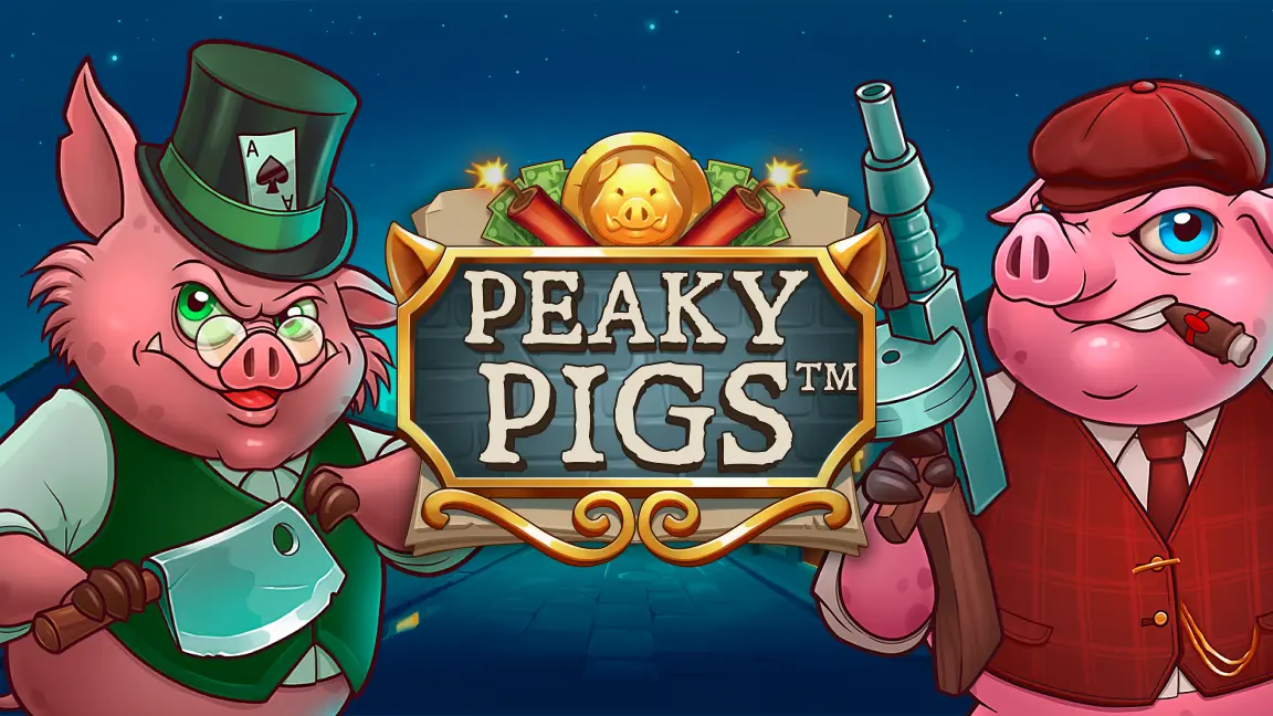 The promotional header for Peaky Pigs™, an online slot game on Betty.ca.