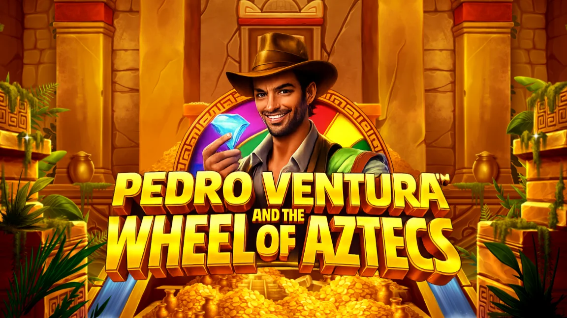 The promotional header for Pedro Ventura and the Wheel of Aztecs, an online slot game on Betty.ca.
