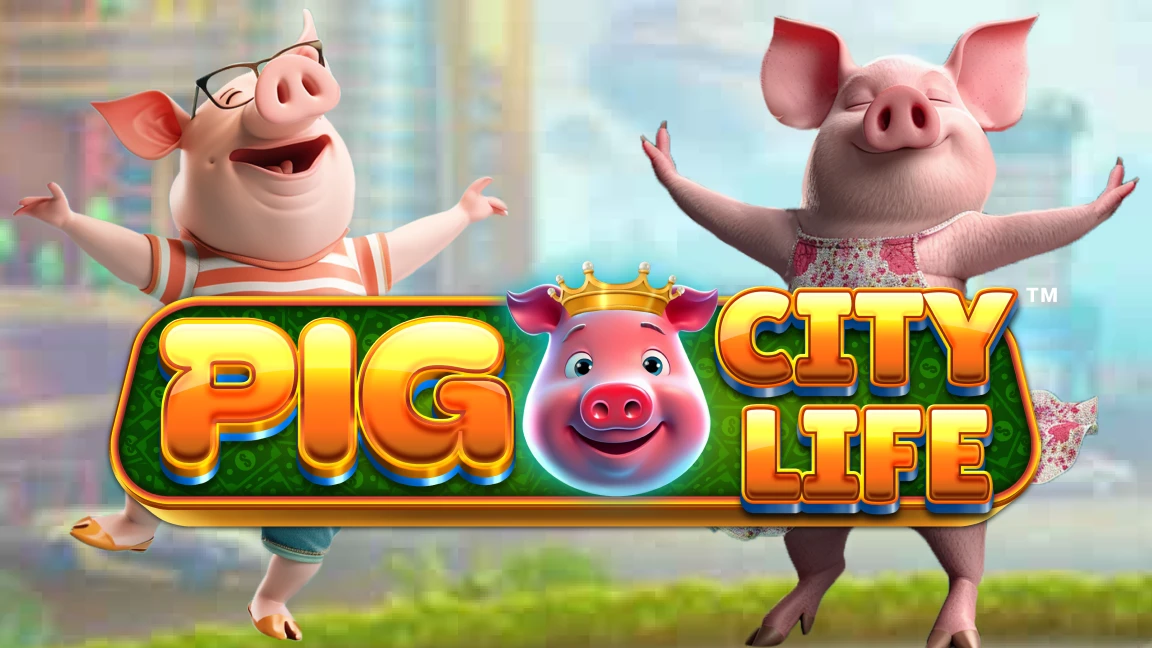 The promotional header for Pig City Life™, an online slot game on Betty.ca.